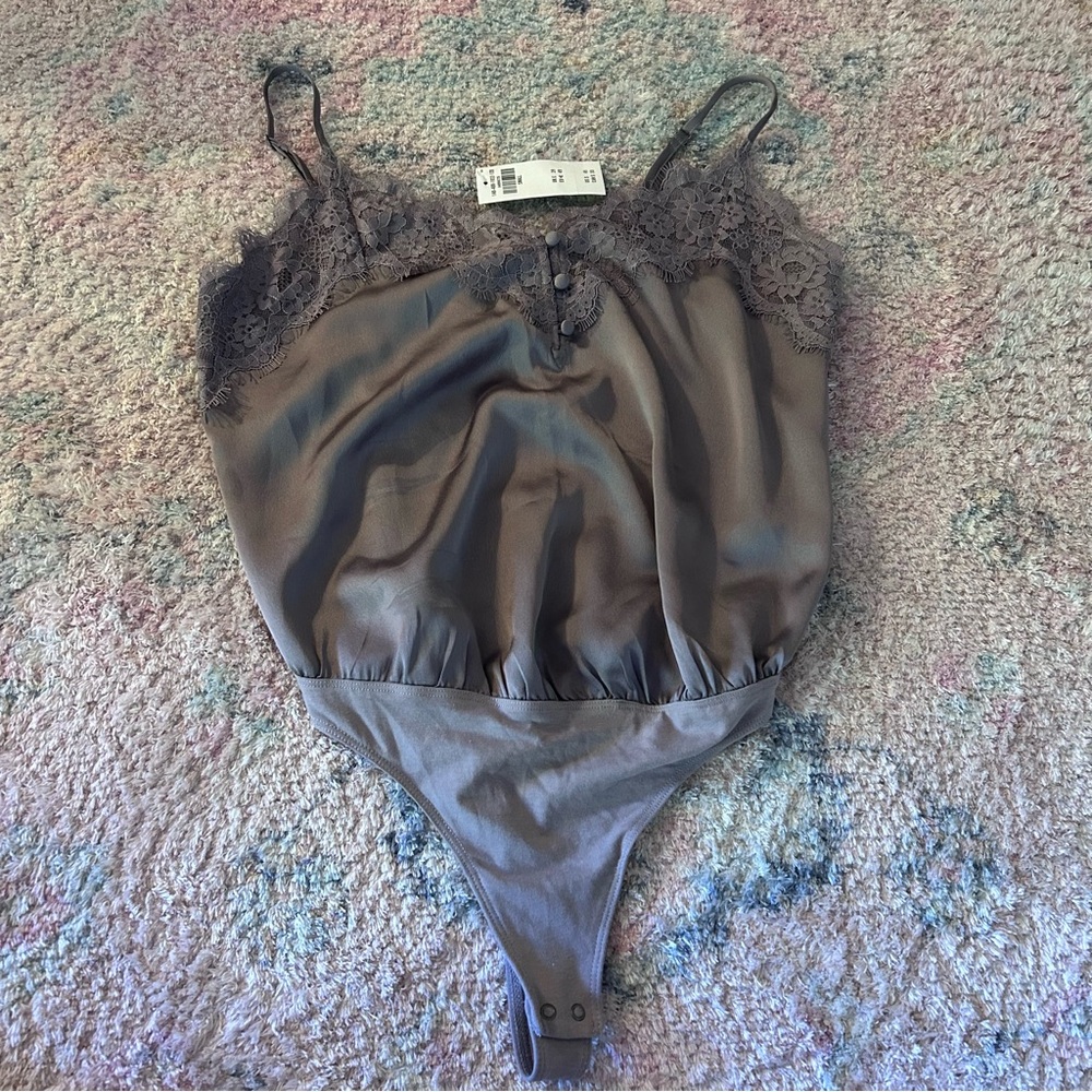 NWT Abercrombie & Fitch gray lace body suit size S
